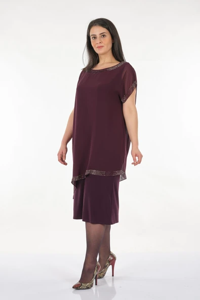 Rozeşah Büyük Beden  Kadın Abiye Elbise 2316470 - Resim 2