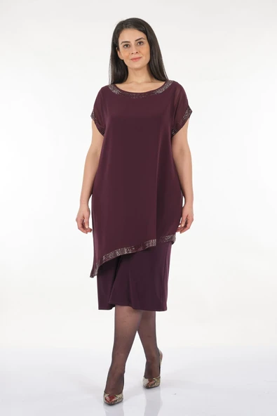 Rozeşah Büyük Beden  Kadın Abiye Elbise 2316470 - Resim 6