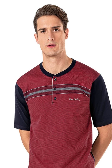 Pierre Cardin 6020 Erkek Jakarlı Kısa Kollu Şortlu 3'lü Pijama Takımı