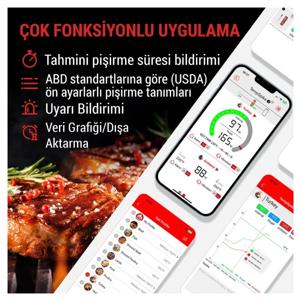 ThermoPro TP960 Bluetooth, Digital,Tek Problu Profesyonel Et Termometresi - Resim 7
