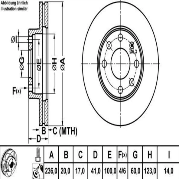 FREN DISK ON HAVA KANALLI 236-4 ( CHEVROLET: AVEO KALOS 05 - 10 / KIA GRAND CARNIVAL 06 - )