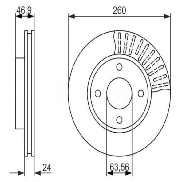 FREN DISK ON HAVA KANALLI 260-4 ( FORD: MONDEO 93 -  )