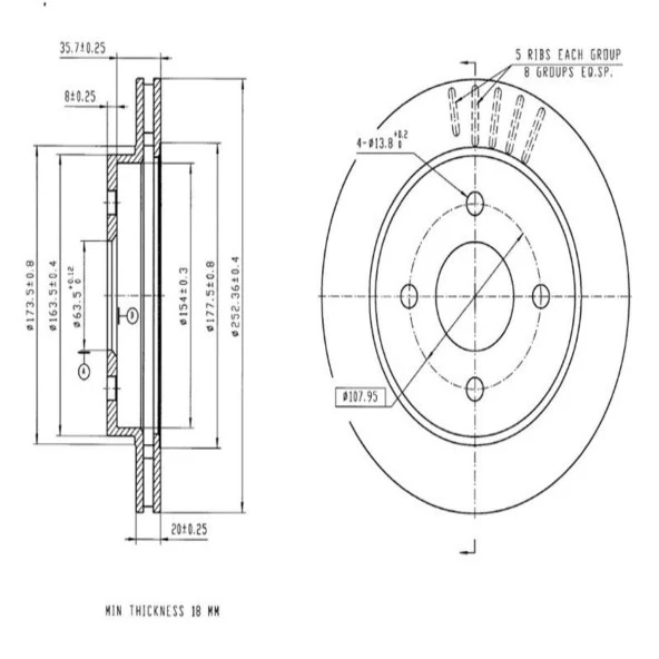 FREN DISK ARKA HAVA KANALLI 253-4 ( FORD: MONDEO I II 96 - 00)