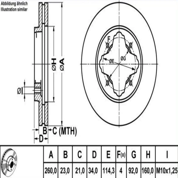 FREN DISK ON HAVA KANALLI 260-4 ( HONDA: ACCORD 90 - 98 / ROVER: 618 620 93 - 99)