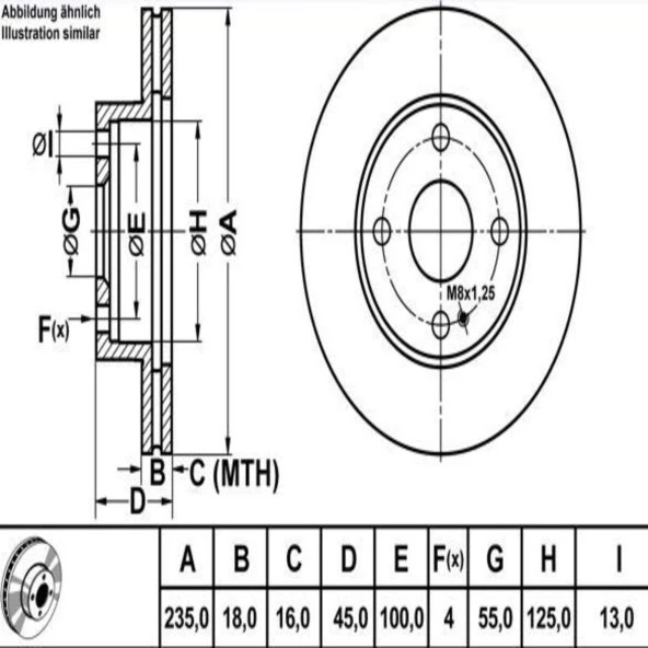 FREN DISK ON HAVA KANALLI 235-4 ( MAZDA: 323 90 - 96 )