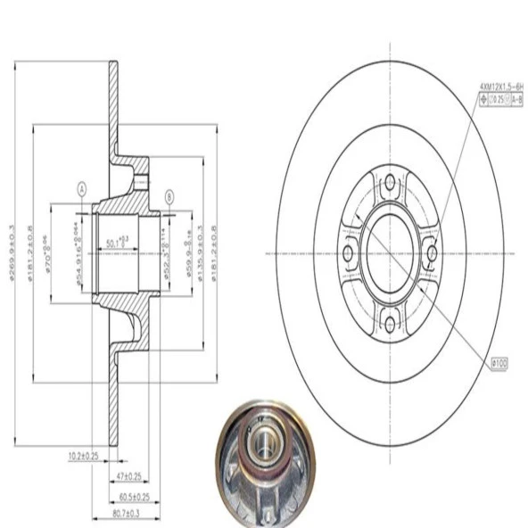 FREN DISK ARKA RULMANLI 270-4 ( RENAULT  MEGANE II SCENIC II  03 -  )