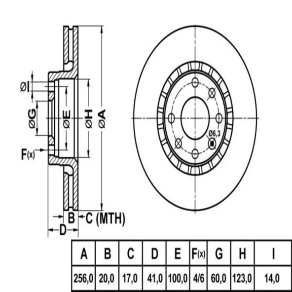 FREN DISK ON HAVA KANALLI 256-4 ( OPEL: ASTRA F -SW VECTRA A TIGRA 92 - 98 )
