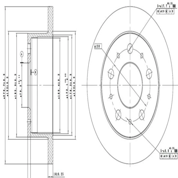 FREN DISK ARKA DUZ 280-5 ( FIAT: DUCATO 04 -  / PEUGEOT: BOXER JUMPER 04 - )