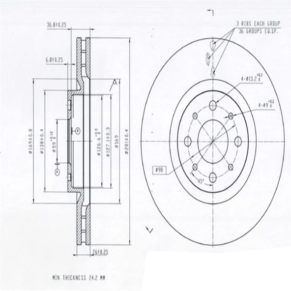 FREN DISK ON HAVA KANALLI 281-4 ( FIAT: BRAVO STILO 07 )