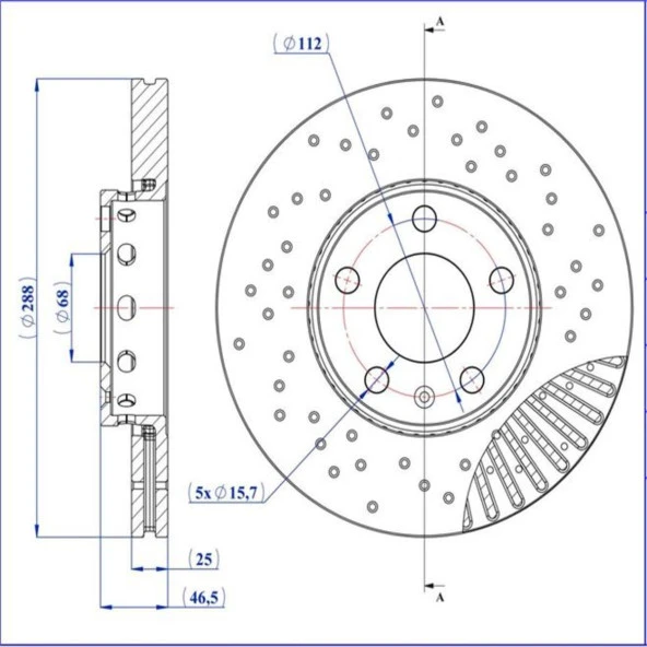 ON FREN DISKI-288X255×112 (VW PASSAT 97-05  AUDI A4 95-08  SKODA SUPERB 02-08 )PERFORMANS