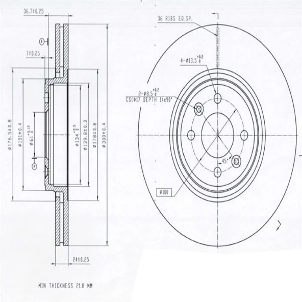 FREN DISK ON HAVA KANALLI 300-4-(RENAULT : SCENIC II 20032008    )