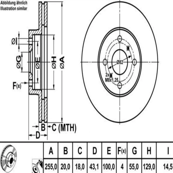 FREN DISK ON HAVA KANALLI 255-4 (TOYOTA: YARIS 0210  "1.3-1.4 D4D"  )