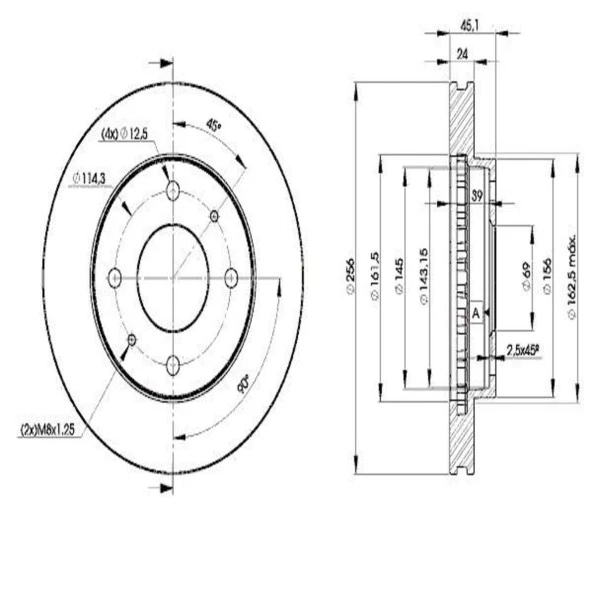 FREN DISK ON HAVA KANALLI 256-4 (MITSUBISHI: CARISMA 9606 "1.8"/GALANT 9202/VOLVO S40-V40 )