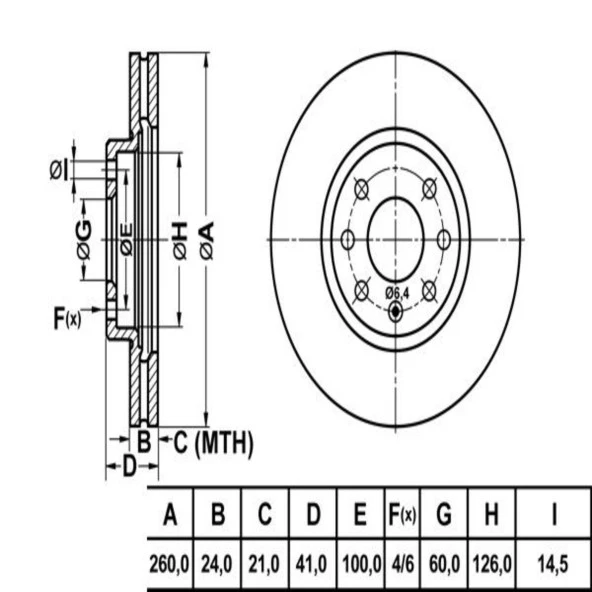 FREN DISK ON HAVA KANALLI 260-4 ( OPEL: CORSA C COMBO TOUR MERIVA 00 -  )