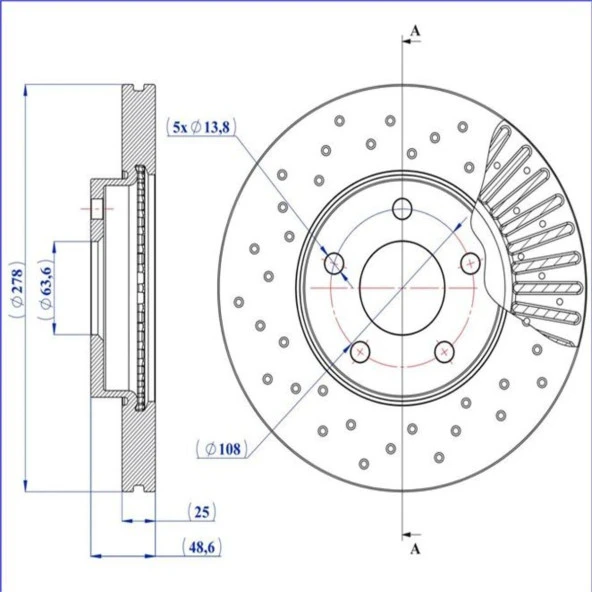FREN DISK ON HAVA KANALLI 278-5 ( FORD: FOCUS C-MAX 03 -  / VOLVO: S40 04 - ) PERFORMANS