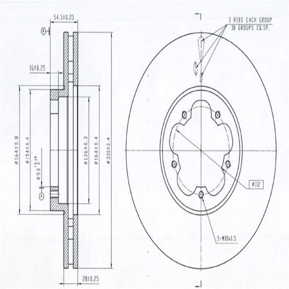 FREN DISKI ON (A.ÇEKER) 300MM (FORD: TRANSIT V347 2.4 TDCİ 06-14)