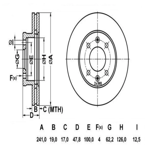 FREN DISK ON HAVA KANALLI 241-4 ( HYUNDAI: GETZ 02 -  )