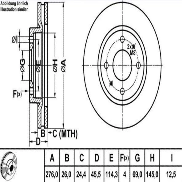 FREN DISK ON HAVA KANALLI 276-4 (MITSUBISHI: LANCER 0311 "1.6" )
