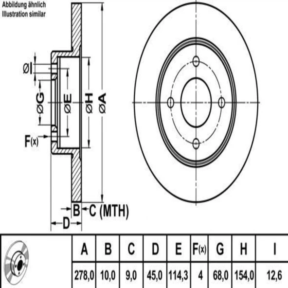 FREN DISK ARKA DUZ 278-4 ( NISSAN: PRIMERA P11 99 - 02 )