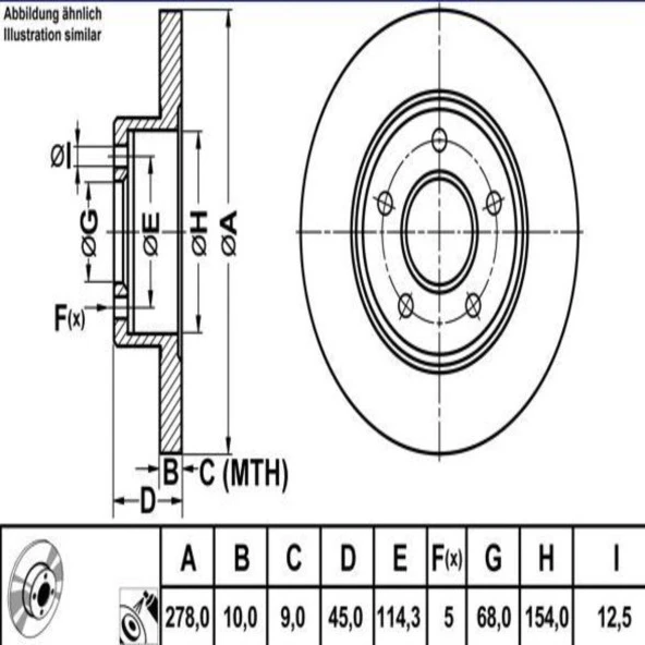 FREN DISK ARKA DUZ 278-5 ( NISSAN: PRIMERA P12 03 - 10 )