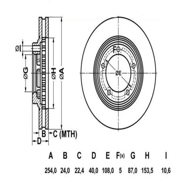 FREN DISK ON HAVALI HYUNDAI STAREX 2.5 TCI 97-02254×5