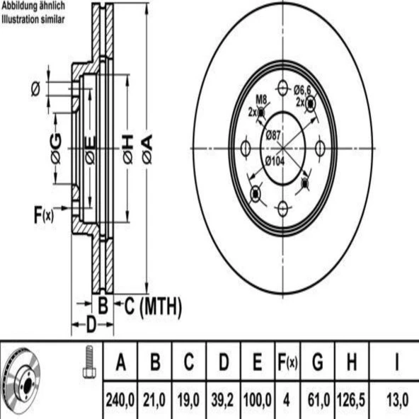 FREN DISK ON HAVA KANALLI 240-4 ( HONDA: JAZZ II 02 - 08 / HONDA: CITY 05 - 10)