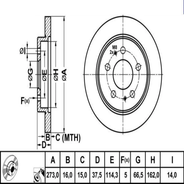 FREN DISKI ON HAVALI-(273-5)-(DAIHATSU: TERIOS 9711 )