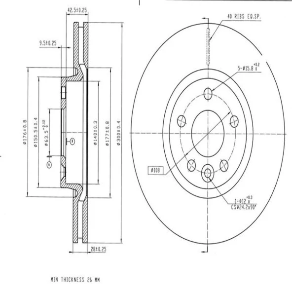 FREN DISK ON HAVA KANALLI 300-5 ( FORD: MONDEO IV 07 - 15 )