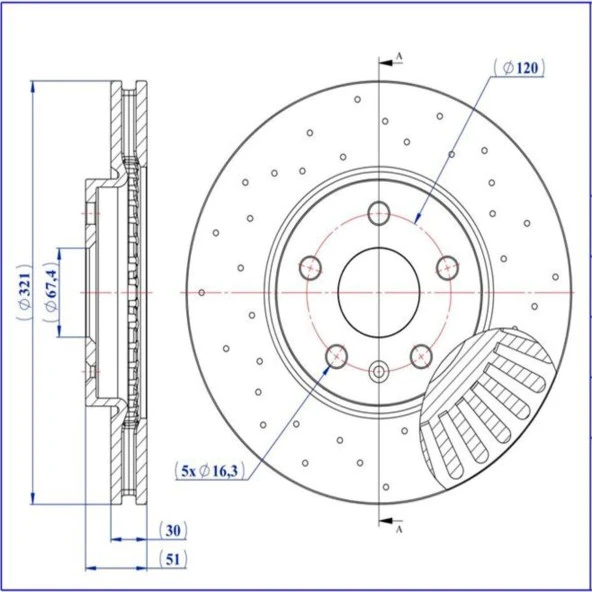 FREN DISK ON HAVA KANALLI 321-5 ( OPEL: INSIGNIA 08 -  )PERFORMANS