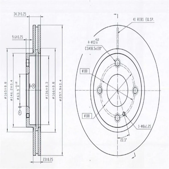 FREN DISK ON HAVA KANALLI 258-4-(FORD : FIESTA  2008 )