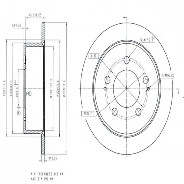 FREN DISK ARKA DUZ  290-5 ( SSANGYONG: ACTYON 2.0XDI KYRON REXTON 02 -)