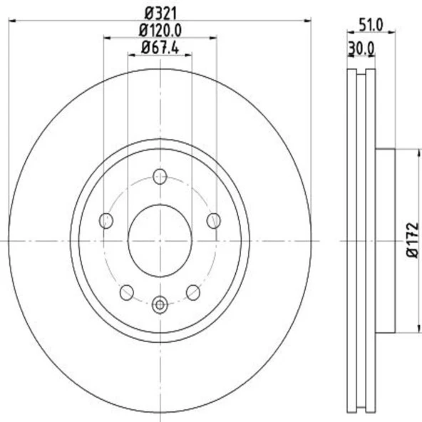 FREN DISK ON HAVA KANALLI 321-5 ( OPEL: INSIGNIA 08 -  )