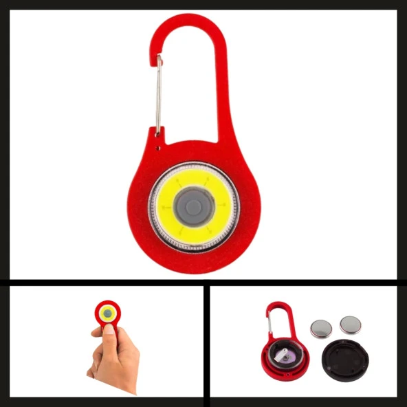 Uyguna-Yakala Kırmızı Karabinalı Anahtarlık El Feneri-1850-K ürün görseli
