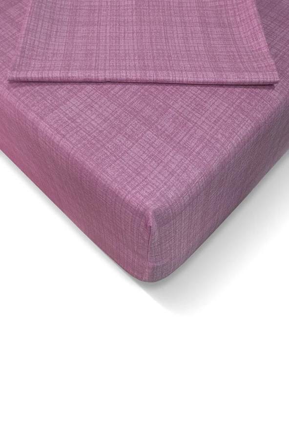 Alla Turca Ranforce 120*200 cm Lastikli Çarşaf Seti Gül Kurusu-120x200 ürün görseli