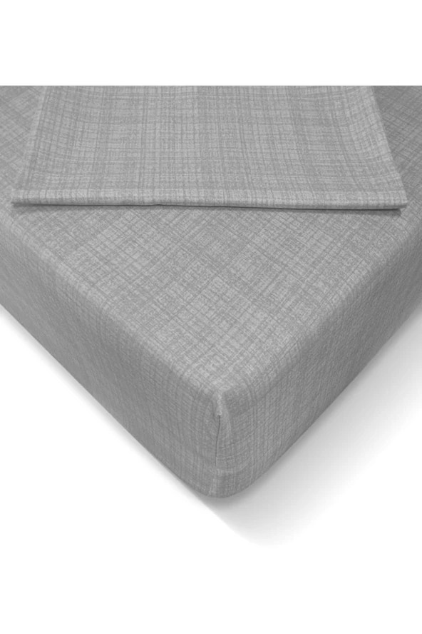 Alla Turca Ranforce 120*200 cm Lastikli Çarşaf Seti Gri-120x200