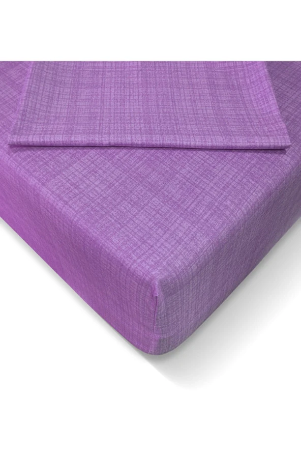 Alla Turca Ranforce 120*200 cm Lastikli Çarşaf Seti Mor-120x200