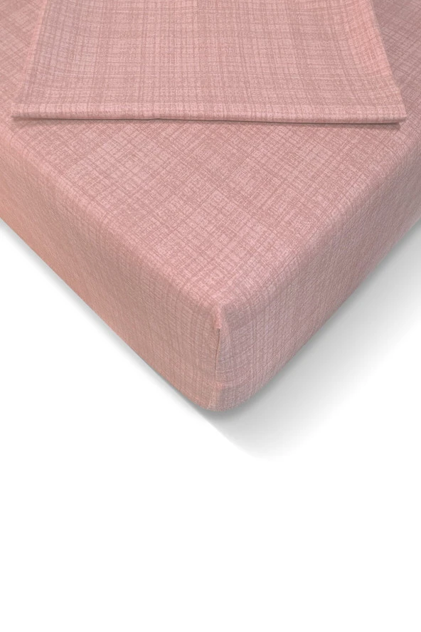 Alla Turca Ranforce 120*200 cm Lastikli Çarşaf Seti Pudra-120x200