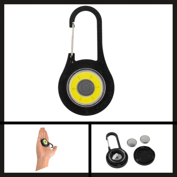 Uyguna-Yakala Siyah Karabinalı Anahtarlık El Feneri-1850-S ürün görseli