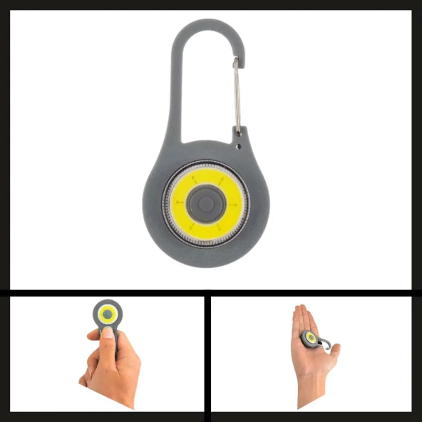 Uyguna-Yakala Gri Karabinalı Anahtarlık El Feneri-1850-G ürün görseli