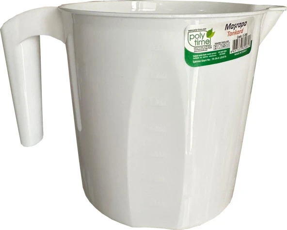 Polytime Plastik Beyaz Ölçekli Maşrapa - 1.5 Litre - 2