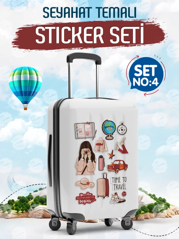 Seyahat Temalı Bavul Sticker Etiket Çıkartma S4 (Laptop Tablet Suluk Telefon Valiz Defter Kitap)-T972