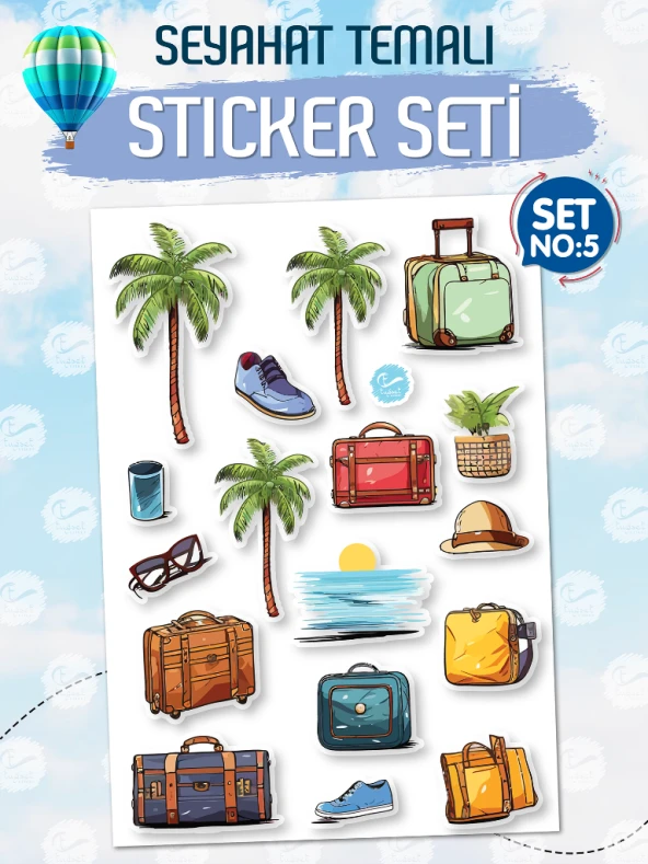 Seyahat Temalı Bavul Sticker Etiket Çıkartma S5 (Laptop Tablet Suluk Telefon Valiz Defter Kitap)-T973