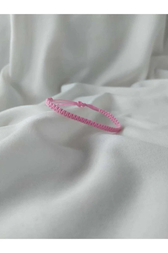Pembe Örgü Ip Arkadaş Bilekliği - 1