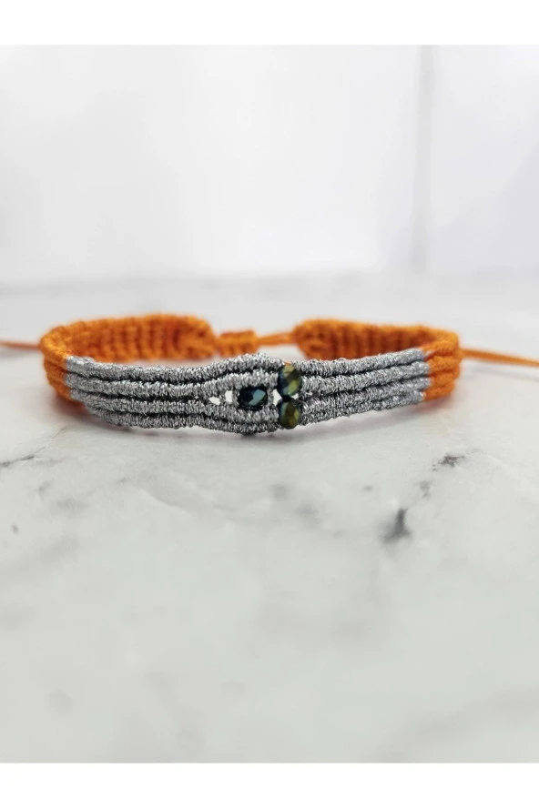 Çift Düğüm Kordon Model Arkadaş Ip Örgü Makrome El Yapımı Dokuma Bileklik - Resim 2