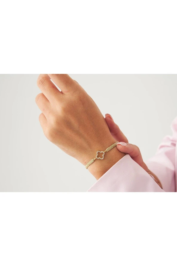 Gold Yonca Örgü Ip Best Friends Bileklik ürün görseli