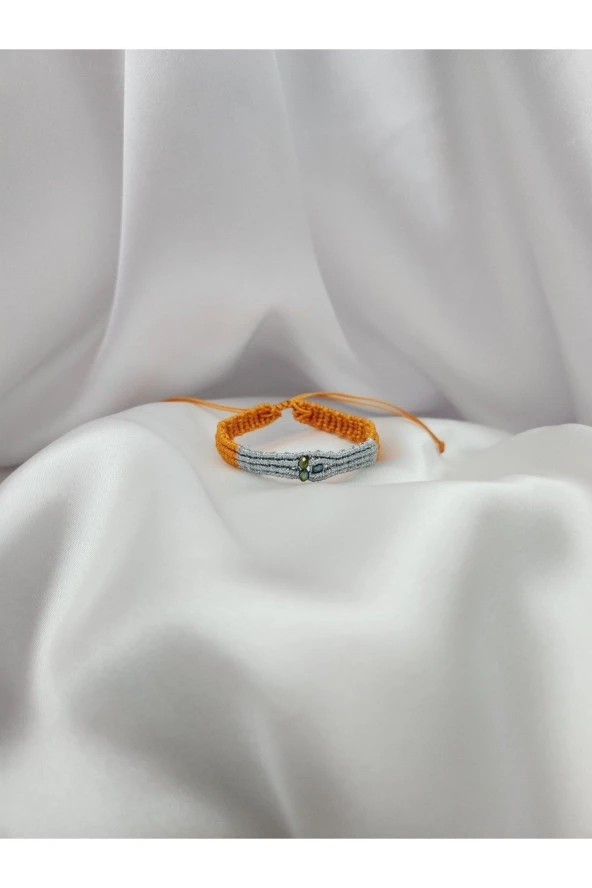 Çift Düğüm Kordon Model Arkadaş Ip Örgü Makrome El Yapımı Dokuma Bileklik - Resim 3