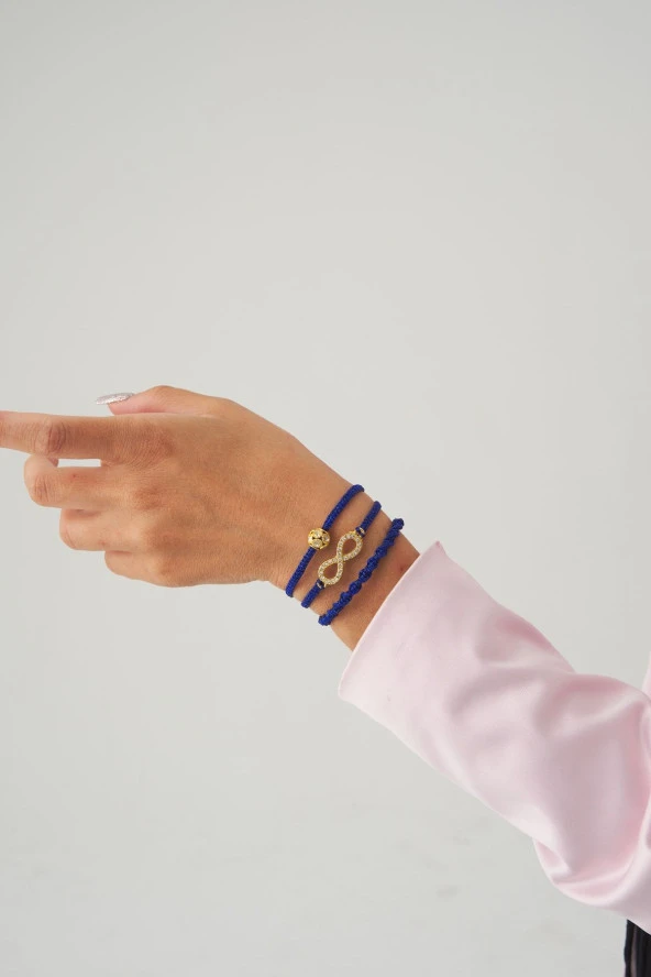 Lacivert Sonsuzluk - Top - Burgu Örgü Ip Best Friends Bileklik Set Üçlü ürün görseli