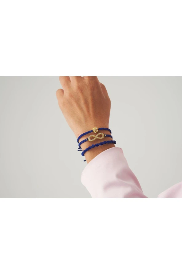 Lacivert Sonsuzluk - Top - Burgu Örgü Ip Best Friends Bileklik Set Üçlü - Resim 2