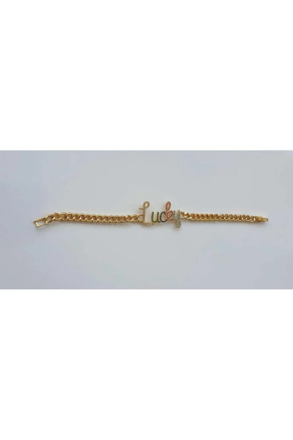 Scritto Lucky Şans Yazılı Gold Bileklik - Resim 4