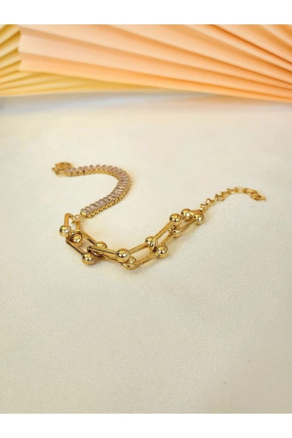 Su Yolu Tiffany Model Altın Kaplma Gold Bileklik - Resim 2